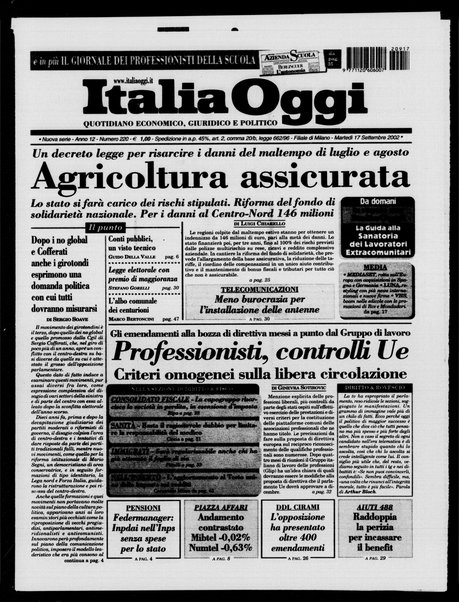 Italia oggi : quotidiano di economia finanza e politica